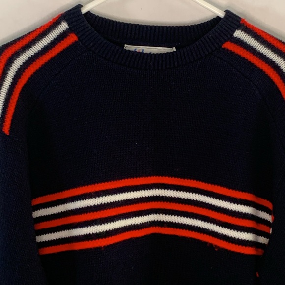 Vintage Polaris navy striped knit crewneck snowmobile ski sweater Size XL - Picture 2 of 10